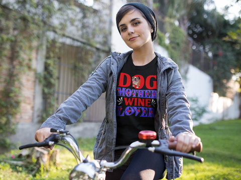 Image of Dog Mother Wine Lover - Cotton T-Shirt