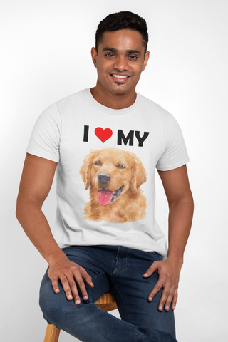 Image of I Love My Golden Retriever - Cotton T-Shirt