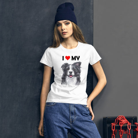 Image of I Love My Border Collie - Women's Cotton T-Shirt