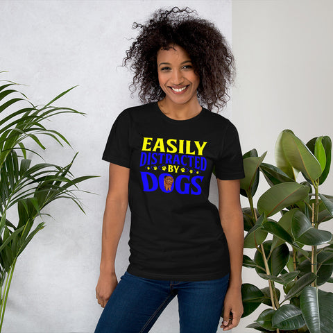 Image of Easily Distracted by Dogs - Cotton T-Shirt