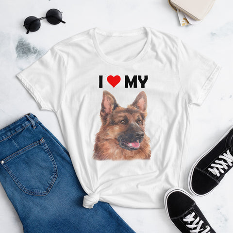Image of I Love My German Shepherd - Women's Cotton T-Shirt