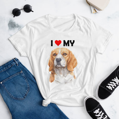 Image of I Love My Beagle - Women's Cotton T-Shirt