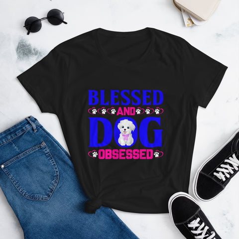 Image of Blessed and Dog Obsessed - Women's Cotton T-Shirt