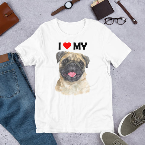 Image of I Love My Pug - Cotton T-Shirt