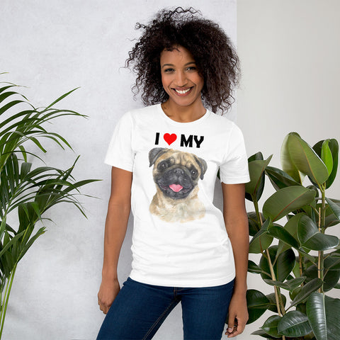 Image of I Love My Pug - Cotton T-Shirt