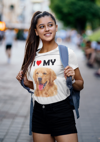 Image of I Love My Golden Retriever - Cotton T-Shirt
