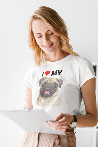 Image of I Love My Pug - Women's Cotton T-Shirt