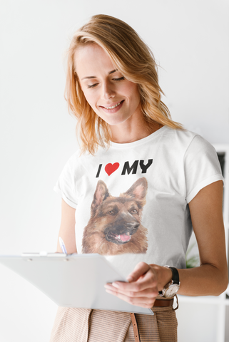 Image of I Love My German Shepherd - Women's Cotton T-Shirt