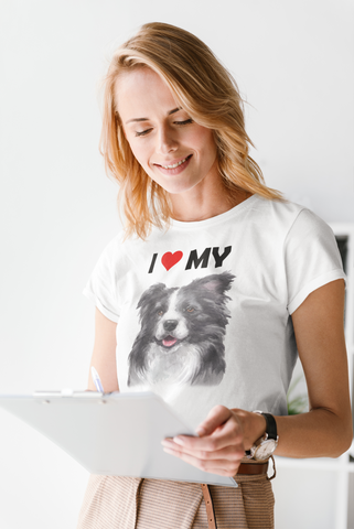 Image of I Love My Border Collie - Women's Cotton T-Shirt