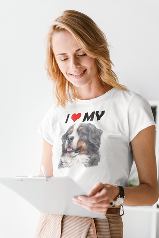 Image of I Love My Bernese Mountain Dog - Women's Cotton T-Shirt