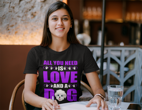 Image of All You Need Is Love and a Dog - Cotton T-Shirt