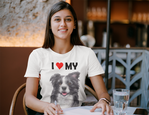Image of I Love My Border Collie - Cotton T-Shirt