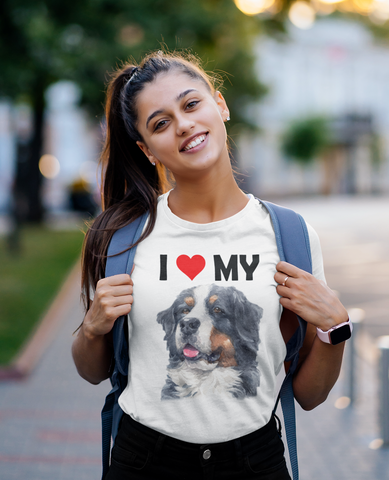 Image of I Love My Bernese Mountain Dog - Cotton T-Shirt