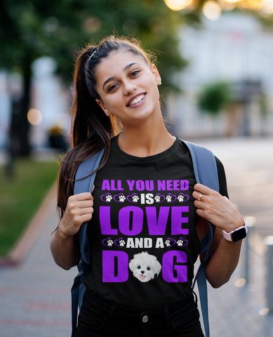 Image of All You Need Is Love and a Dog - Cotton T-Shirt