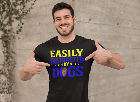 Image of Easily Distracted by Dogs - Cotton T-Shirt