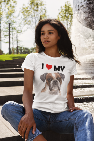 Image of I Love My Boxer - Women's Cotton T-Shirt