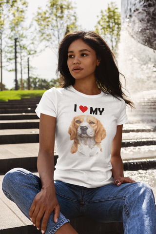 Image of I Love My Beagle - Women's Cotton T-Shirt