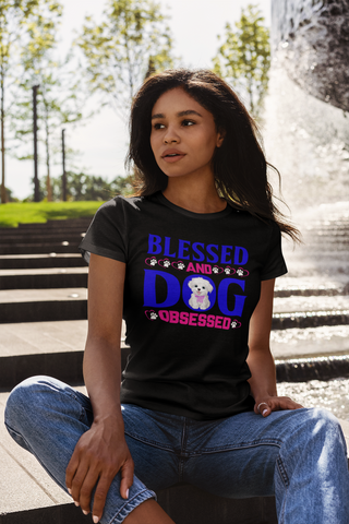 Image of Blessed and Dog Obsessed - Women's Cotton T-Shirt