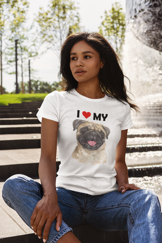 Image of I Love My Pug - Women's Cotton T-Shirt