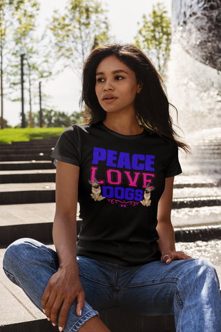 Image of Peace Love Dogs - Women's Cotton T-Shirt