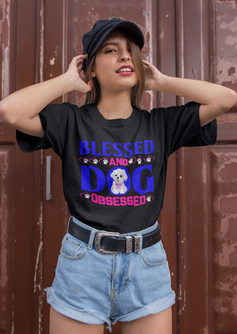 Image of Blessed and Dog Obsessed - Cotton T-Shirt