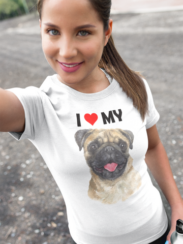 Image of I Love My Pug - Cotton T-Shirt