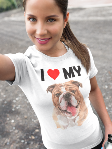 Image of I Love My Bulldog - Cotton T-Shirt