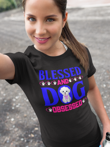 Image of Blessed and Dog Obsessed - Cotton T-Shirt