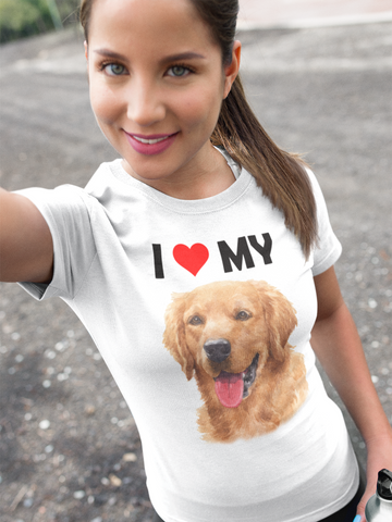 Image of I Love My Golden Retriever - Cotton T-Shirt