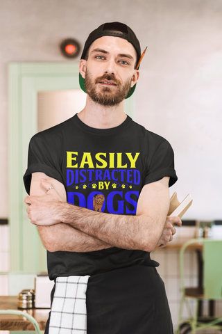 Image of Easily Distracted by Dogs - Cotton T-Shirt