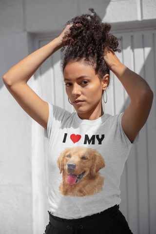 Image of I Love My Golden Retriever - Cotton T-Shirt