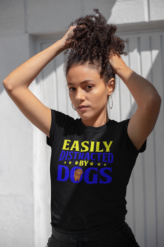 Image of Easily Distracted by Dogs - Cotton T-Shirt