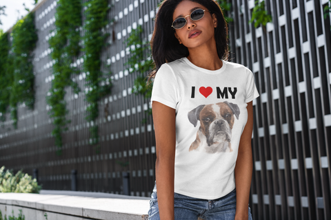 Image of I Love My Boxer - Women's Cotton T-Shirt