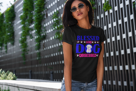 Image of Blessed and Dog Obsessed - Women's Cotton T-Shirt