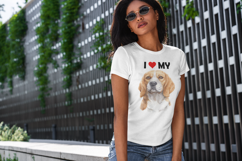 Image of I Love My Beagle - Women's Cotton T-Shirt