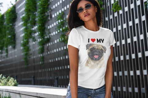 Image of I Love My Pug - Women's Cotton T-Shirt