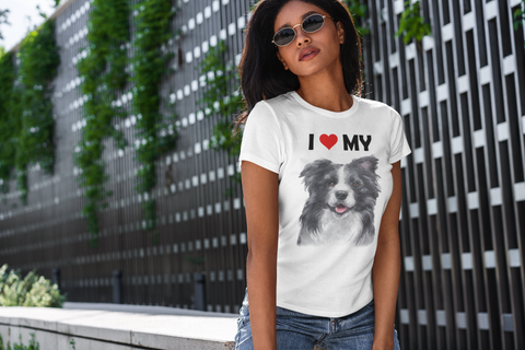 Image of I Love My Border Collie - Women's Cotton T-Shirt