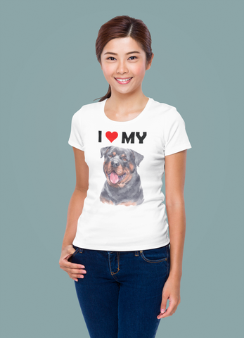 Image of I Love My Rottweiler - Women's Cotton T-Shirt