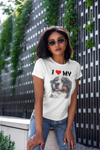 Image of I Love My Bernese Mountain Dog - Women's Cotton T-Shirt