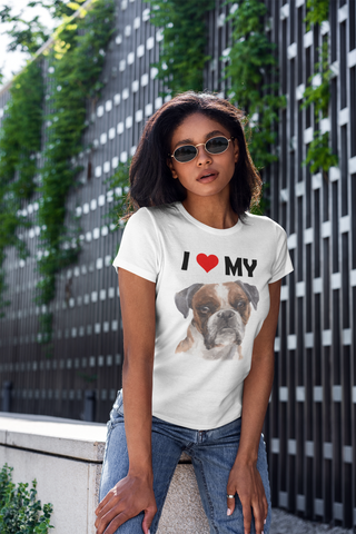 Image of I Love My Boxer - Women's Cotton T-Shirt