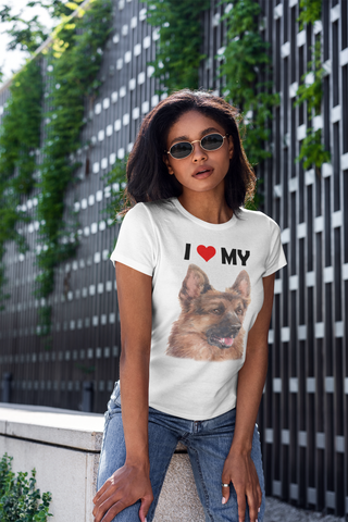 Image of I Love My German Shepherd - Women's Cotton T-Shirt
