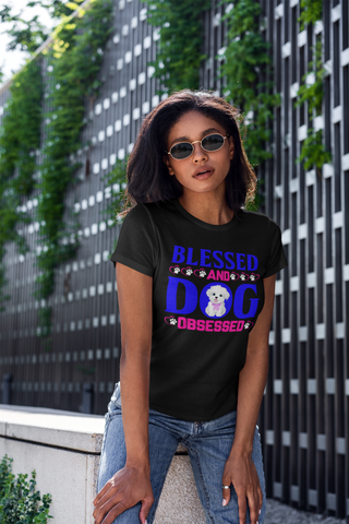 Image of Blessed and Dog Obsessed - Women's Cotton T-Shirt