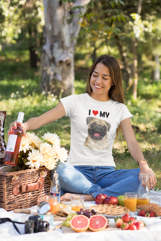 Image of I Love My Pug - Women's Cotton T-Shirt