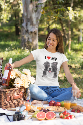 Image of I Love My Border Collie - Women's Cotton T-Shirt