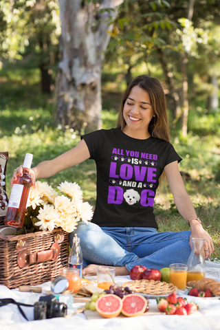 Image of All You Need Is Love and a Dog - Women's Cotton T-Shirt