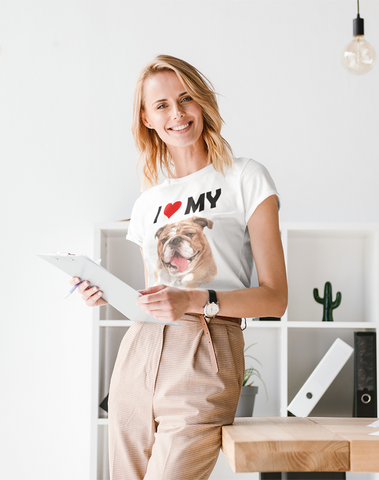 Image of I Love My Bulldog - Women's Cotton T-Shirt