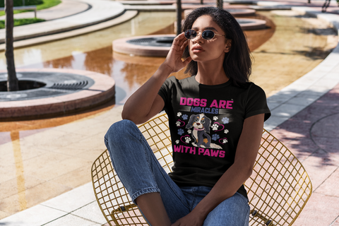 Image of Dogs Are Miracles With Paws - Women's Cotton T-Shirt