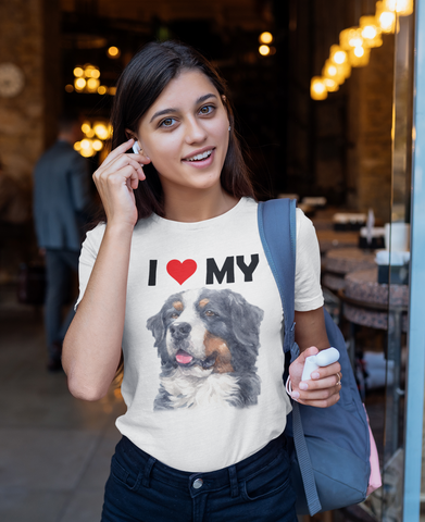 Image of I Love My Bernese Mountain Dog - Cotton T-Shirt