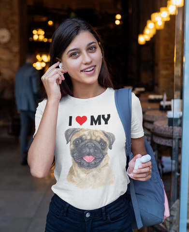 Image of I Love My Pug - Cotton T-Shirt