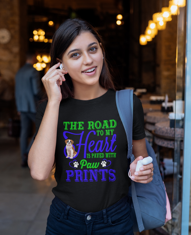 Image of The Road to My Heart Is Paved With Paw Prints - Cotton T-Shirt